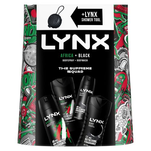 Lynx Deodorant Gift Set Africa & Black The Supreme Squad 4 Piece