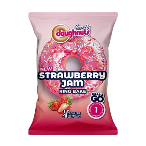 Simply Doughnuts Strawberry Jam Filled Ring Bake Doughnuts 60g