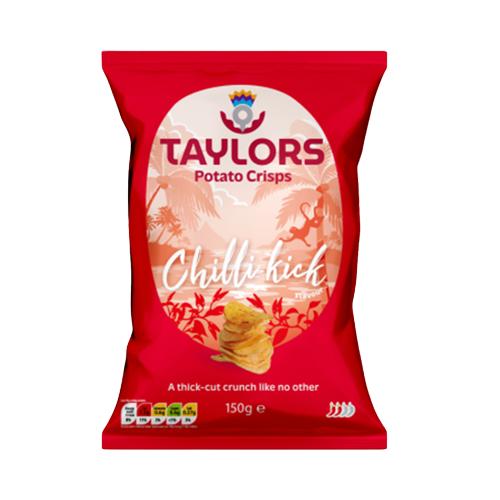 Taylors Chilli Kick Flavour Straight Cut Potato Crisps 150g