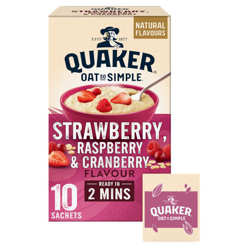 Quaker Oat So Simple Strawberry, Raspberry & Cranberry Porridge Sachets 10x 33.9g