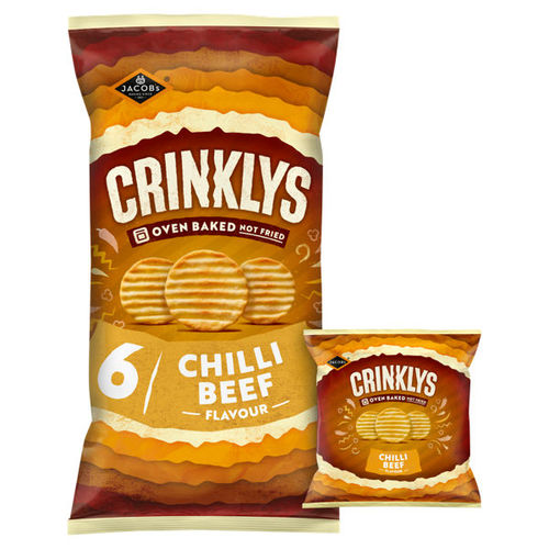 Jacob’s Crinklys Chilli Beef 30% Less Fat Baked Snacks Multipack 6x23g, 138g