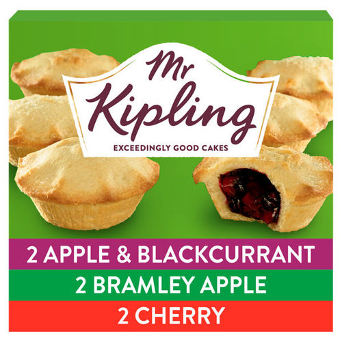 Mr Kipling Bramley Apple & Blackcurrant, Bramley Apple and Cherry Pies 6x59g