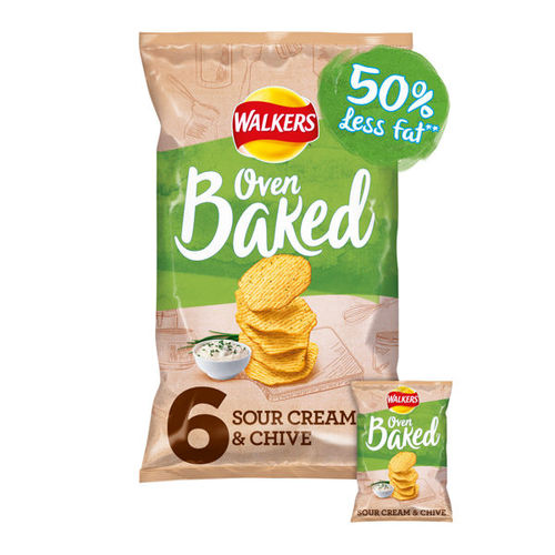 Walkers Oven Baked Sour Cream & Chive Multipack Snacks 6 x 25g