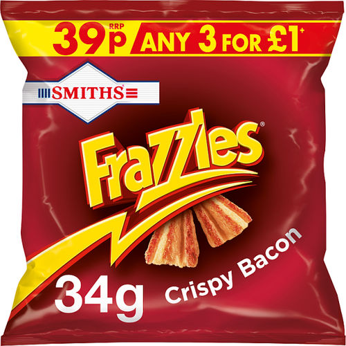 Smiths Frazzles Crispy Bacon Snacks 39p RRP PMP 34g