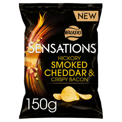 Walkers Sensations Hickory Smoked Cheddar & Crispy Bacon Sharing Crisps 150g