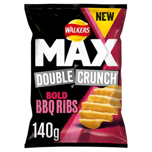 Walkers Max Double Crunch Bold BBQ Ribs Sharing Crisps 140g