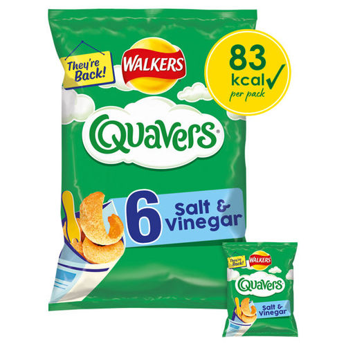 Walkers Quavers Salt & Vinegar Multipack Snacks 6 x 16g