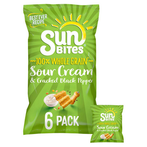 Sunbites Sour Cream & Cracked Black Pepper Multipack Snacks 6x25g