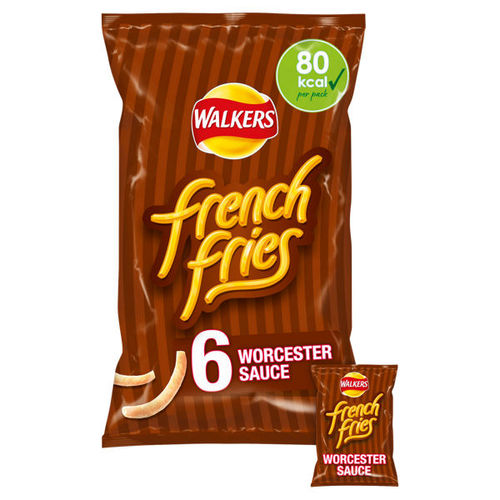 Walkers French Fries Worcester Sauce Multipack Snacks Crisps 6x18g