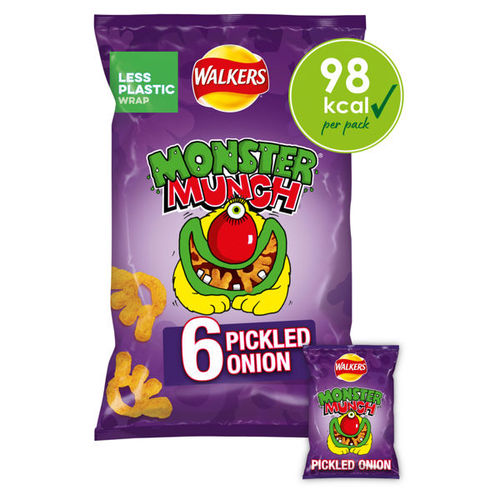 Walkers Monster Munch Pickled Onion Multipack Snacks 6x20g