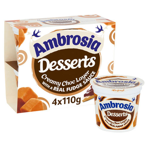 Ambrosia Dessert Pots Chocolate & Fudge Flavour 4 x 110g