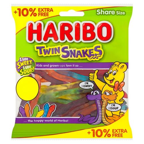 Haribo 10% Extra Free Twin Snakes PM £1.25 154g