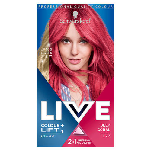 Schwarzkopf LIVE Colour + Lift Pink Hair Dye Deep Coral L77 Permanent