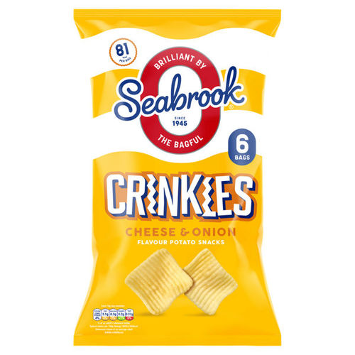 Seabrook Crinkles Cheese & Onion Flavour Potato Snacks 6 x 18g