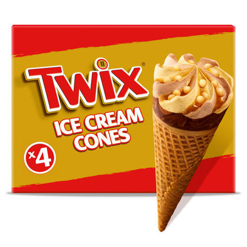 Twix Ice Cream Cones with Caramel Sauce and Biscuit Pieces 4 x 110ml