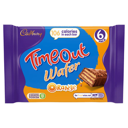 Cadbury Timeout Orange Wafer Bar 6 Pack 121.2g