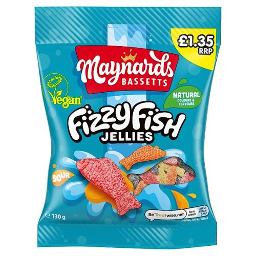 Maynards Bassetts Fizzy Fish Bag PM £1.35 130G