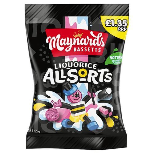 Maynards Bassetts Liquorice Allsorts Bag PM £1.35 130G