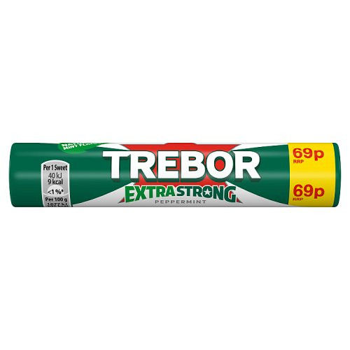 Trebor Natural Mint Flavour Extra Strong Peppermint Pm 69p 41.3g