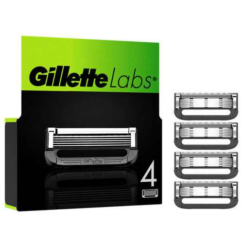 Gillette Labs With Exfoliating Bar And Heated Razor Blades, 4 Refills