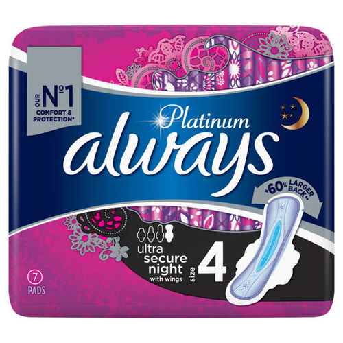 Always Platinum Secure Night (Size 4) Pads x7