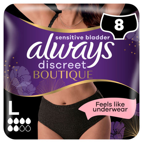 Always Discreet Boutique Black Incontinence Pants 8's