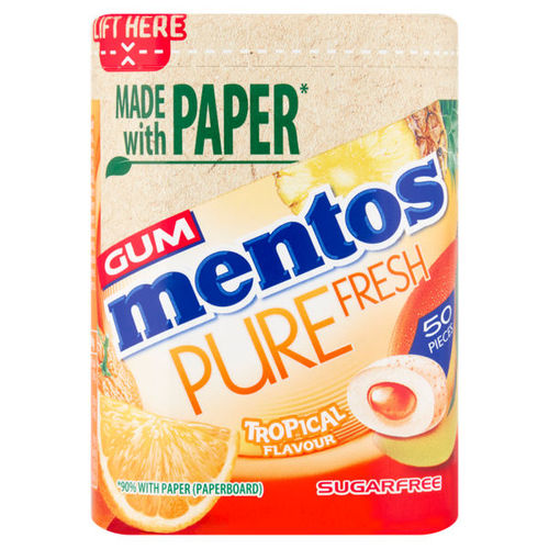 Mentos Gum Pure Fresh Paper Bottles Tropical 100g