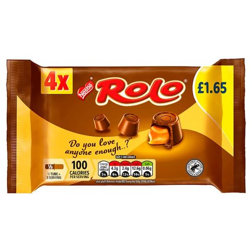 Rolo Milk Chocolate & Toffee Tube 4 Pack Multipack PMP £1.65 166.4g