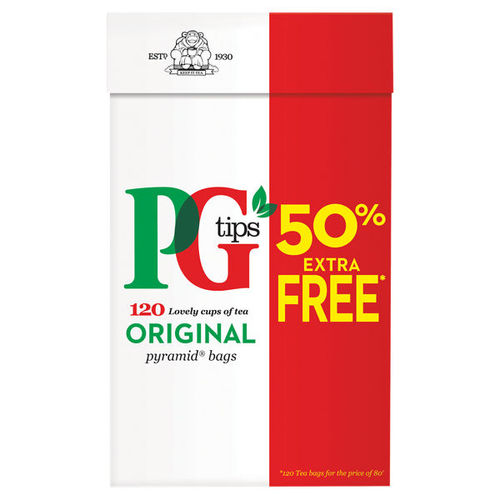 PG tips Original Biodegradable Pyramid 80 + 50% Free 348g