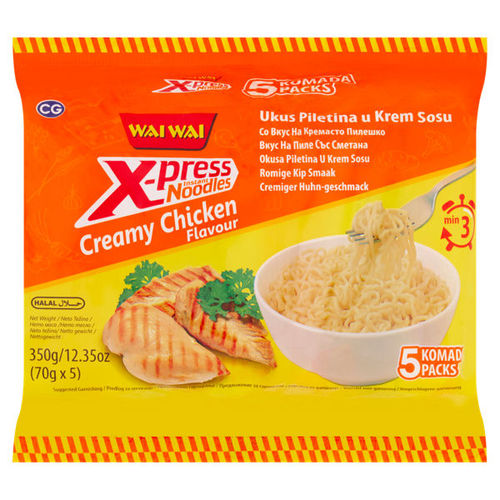 Wai Wai X-Press Instant Noodles Creamy Chicken Flavour 5 x 70g (350g)