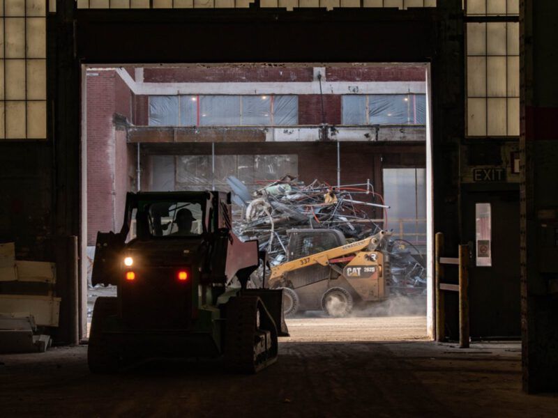 Industrial construction team on site