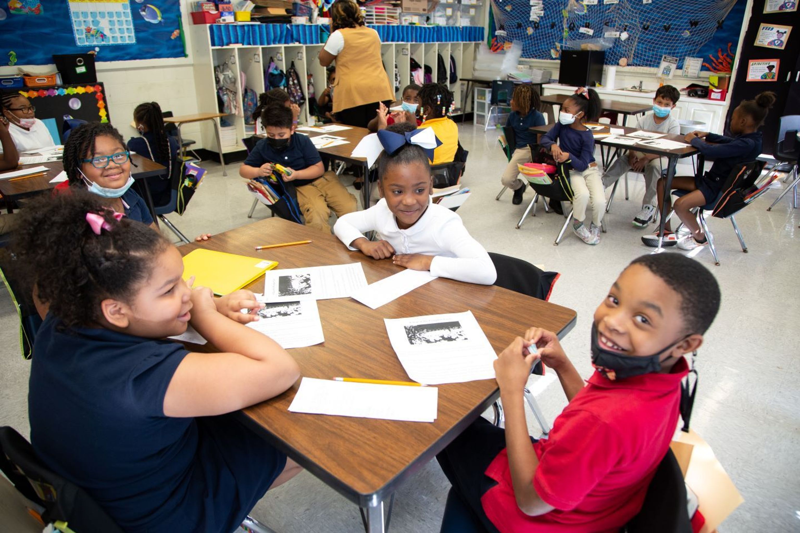 Black students working in the classroom