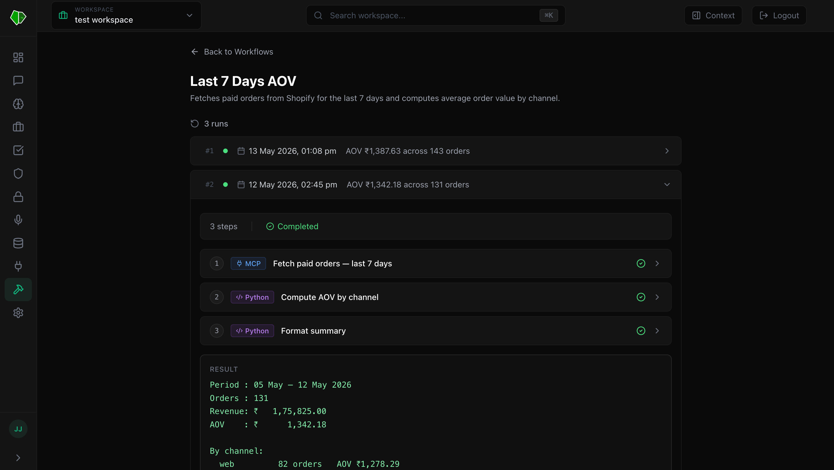 GetDelly: deterministic workflow execution history