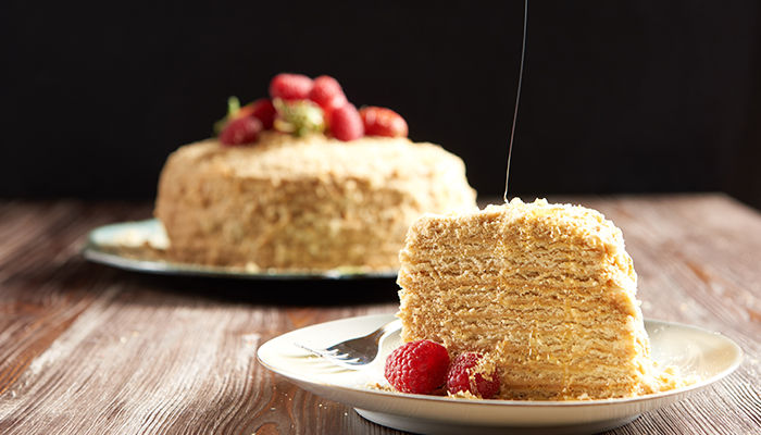 Layered chocolate and salted caramel cake