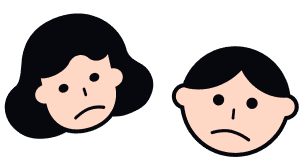 不安な顔をする男女のイラスト