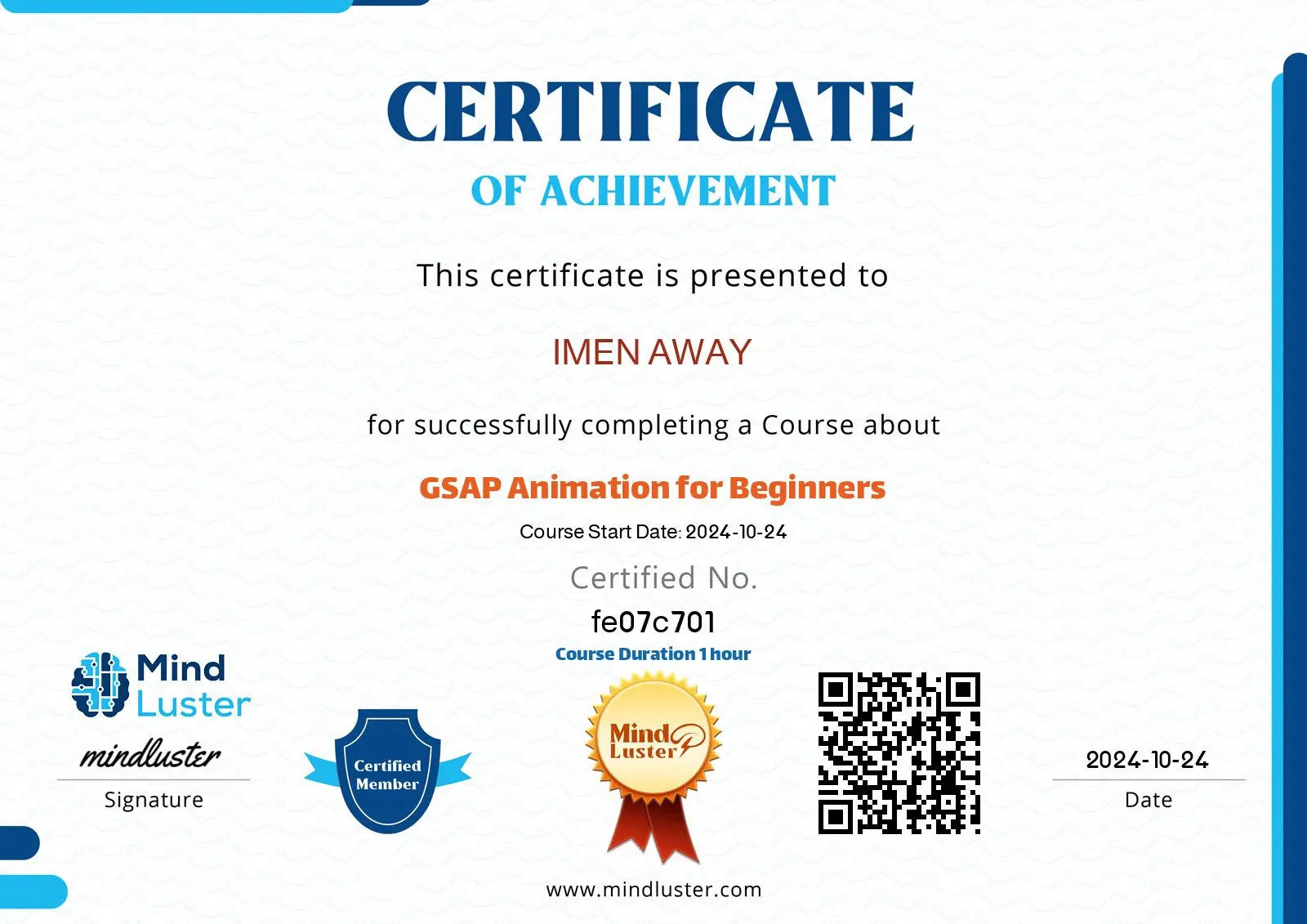 Gsap Certificate