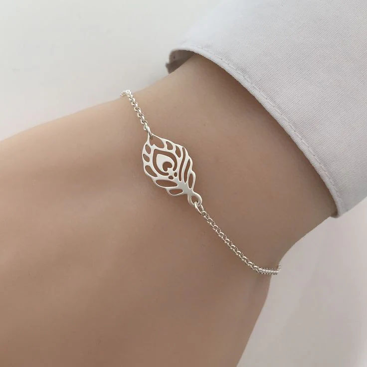 Serene Peacock Feather Bracelet