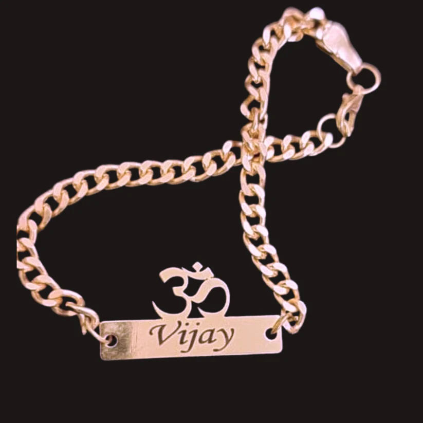Custom 'Om' Symbol Name Bracelet thumbnail 2