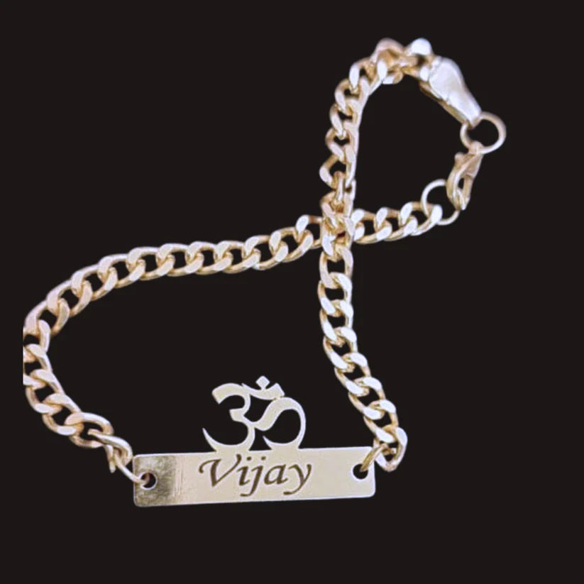 Custom 'Om' Symbol Name Bracelet thumbnail 3