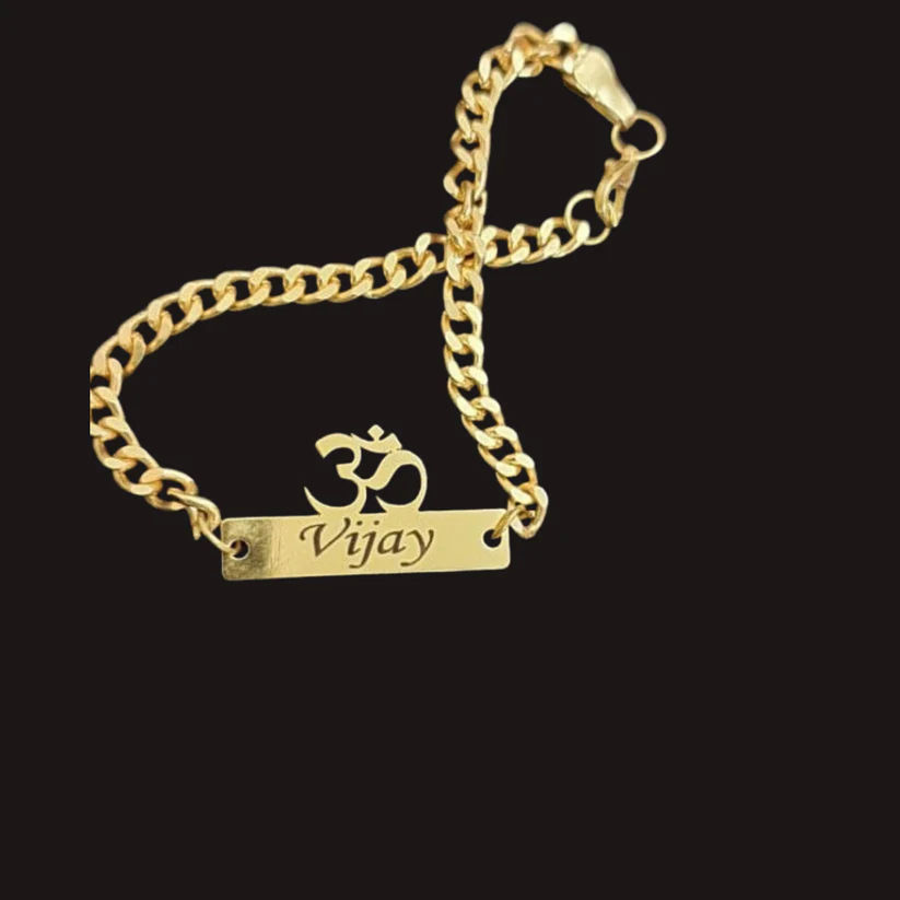 Custom 'Om' Symbol Name Bracelet thumbnail 4