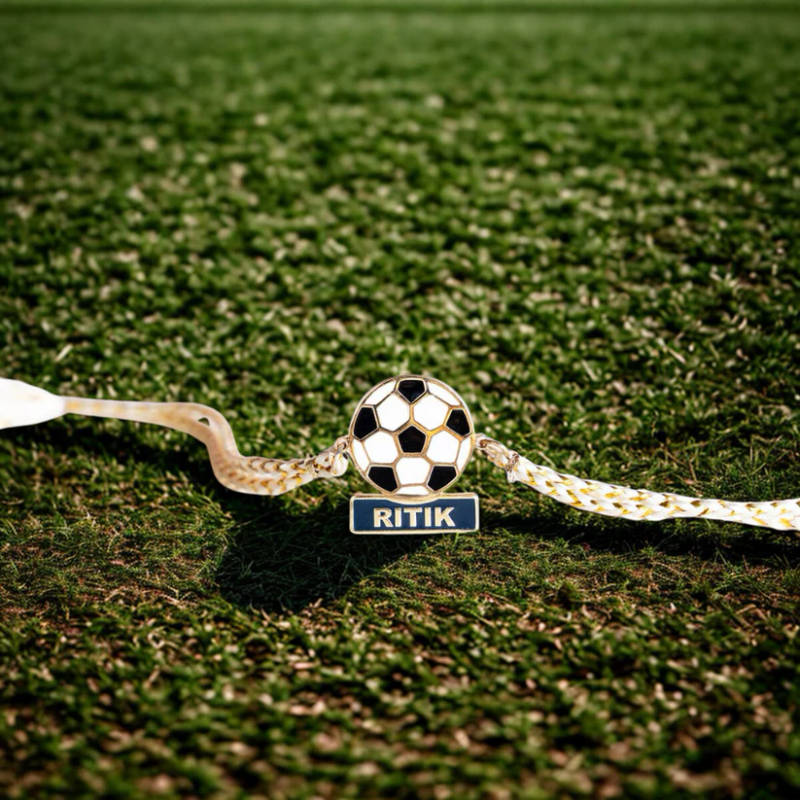 Custom Football Charm Name Bracelet - 3