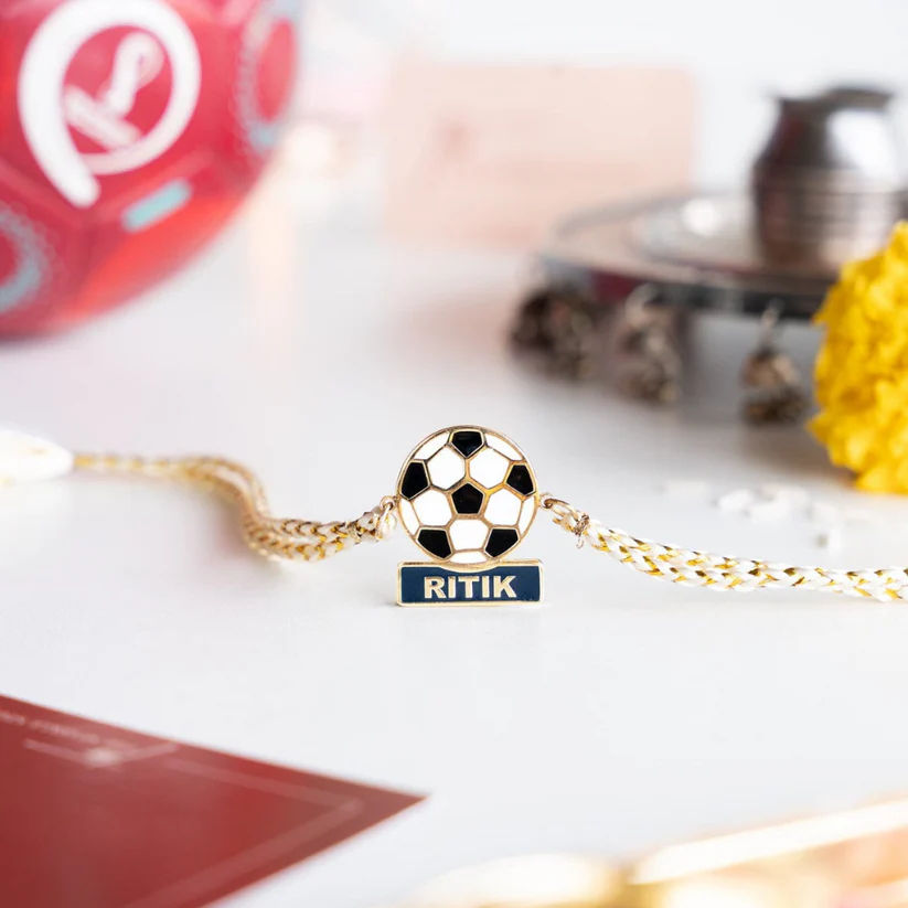 Custom Football Charm Name Bracelet