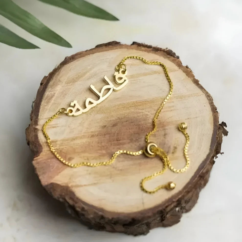 Arabic Name Bracelet With Adjustable Bead Chain