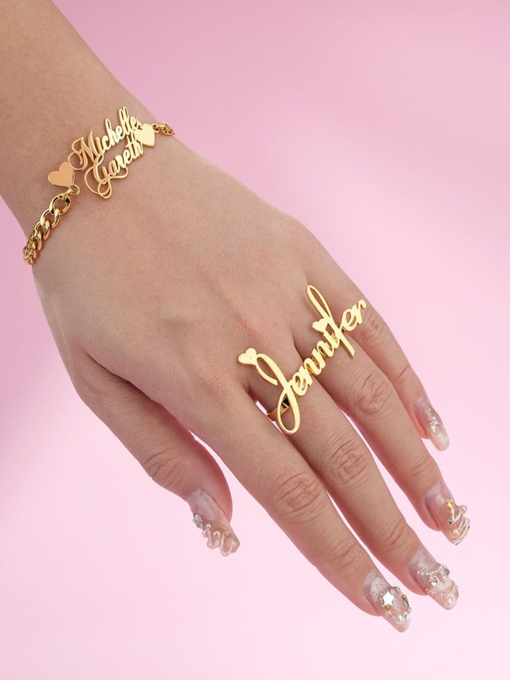 Name Bracelet with Matching Name Ring Set