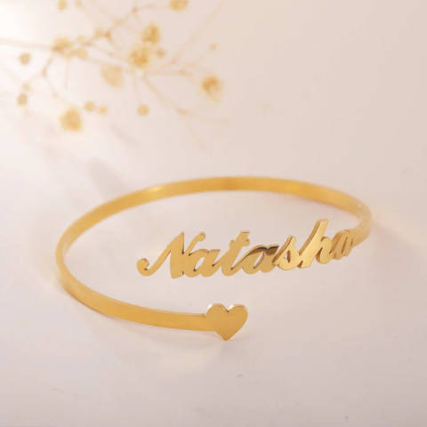 Personalized Script Name Cuff Kadaa with Heart Accent