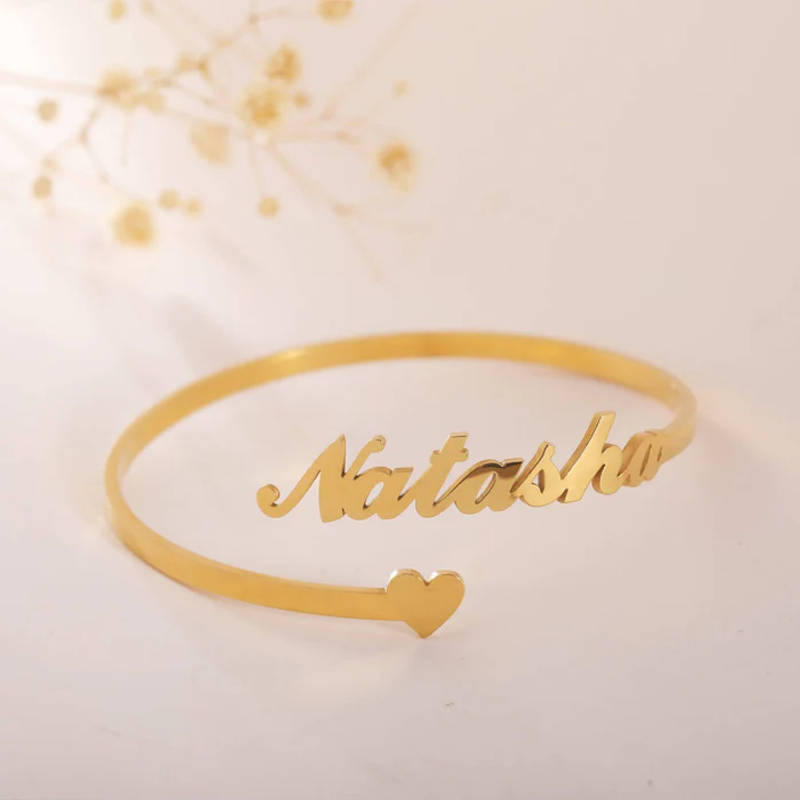 Personalized Script Name Cuff Kadaa with Heart Accent - 1