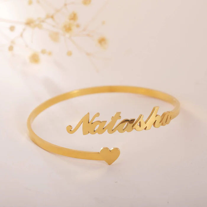 Personalized Script Name Cuff Kadaa with Heart Accent