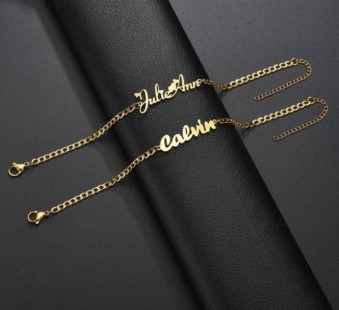 Inzavy Personalized Nameplate Chain Bracelet