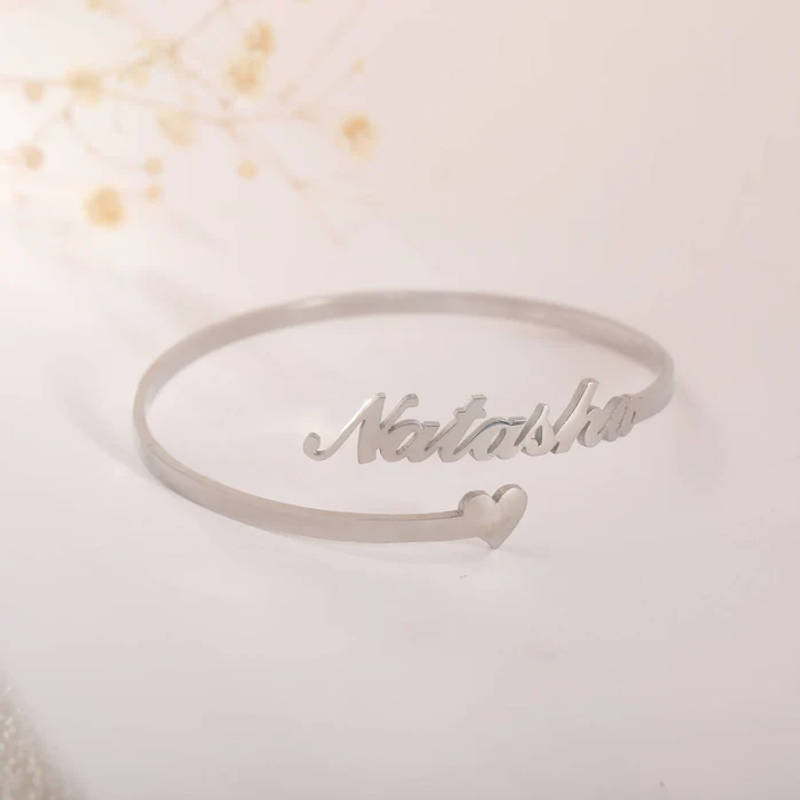 Personalized Script Name Cuff Kadaa with Heart Accent - 2