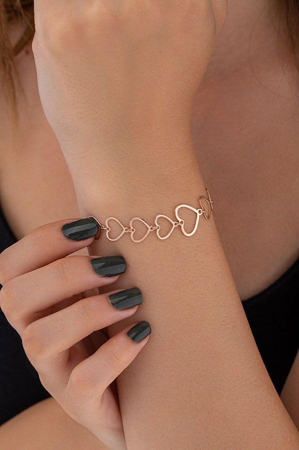 Heart Outline Bracelet With Toggle Clasp Closure